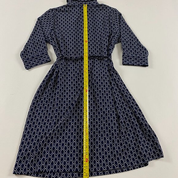 NWT Talbots Shirt Dress Womens Size 2XP Petite Blue Belted Buttons Geometric - Picture 8 of 16